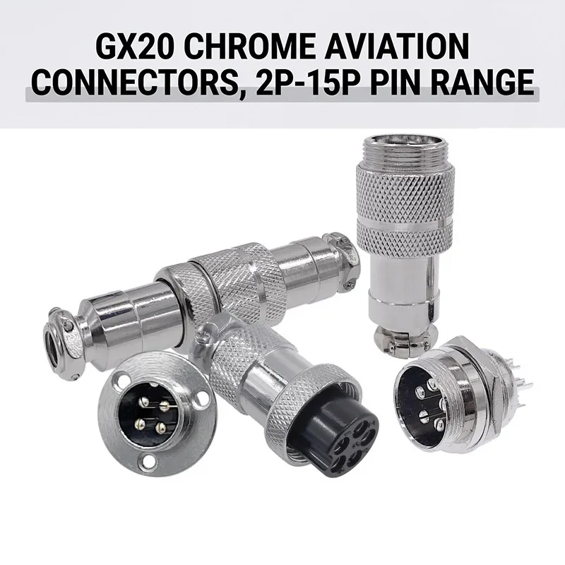 

GX20 Aviation Connector 2Pin to 15Pin Circular Plug Socket Male Female Metal Panel Mount Connector Industrial Power Cable Plug