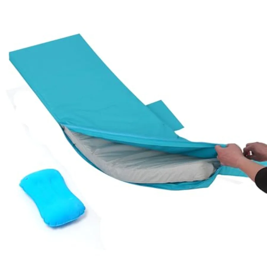 

Сменный чехол для уличного шезлонга, только чехол для подушки, водонепроницаемый, 80 x 26 x 3 дюйма, с боковыми карманами и надувной подушкой для головы.