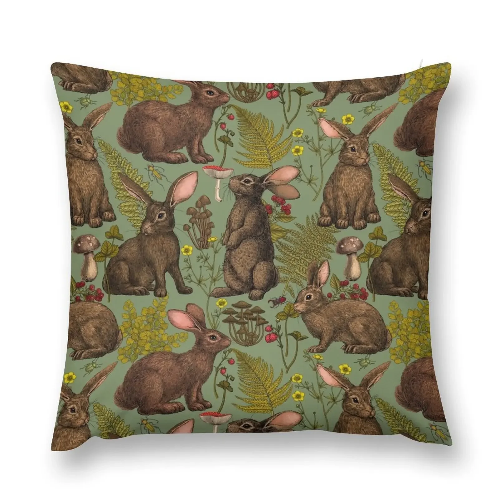 

Rabbits and woodland flora Throw Pillow Decorative pillowcase Sitting Cushion Pillow Decor pillow cover christmas