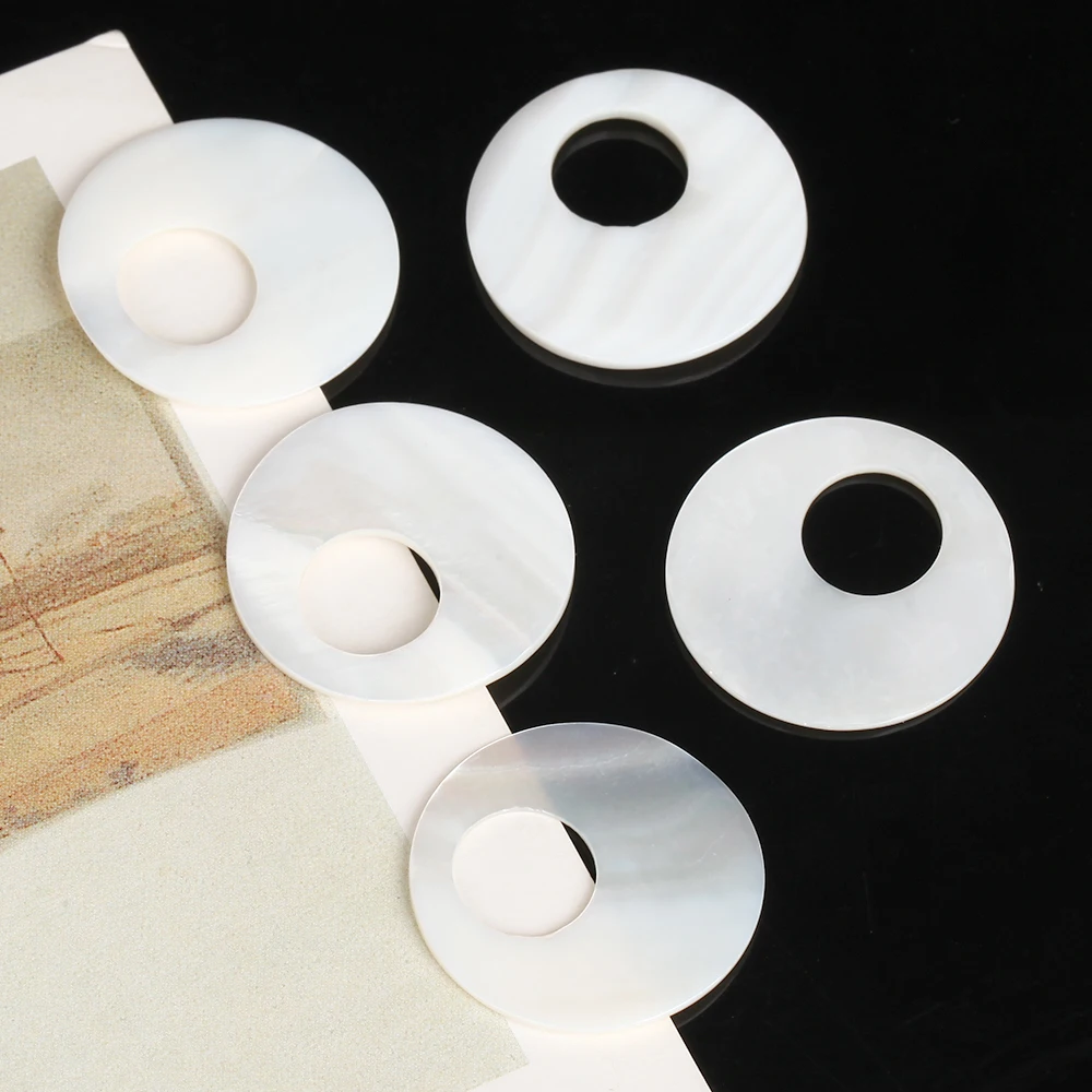 Natural Shell Beads 10pcs Edge Hole Round Piece Beads for Jewelry Making DIY Bracelets Earring Accessoeies