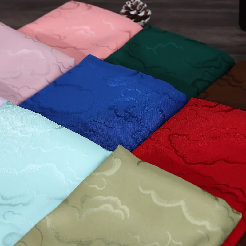 

Lucky Cloud Jacquard Silk Satin Fabric Traditional Hanfu Ethnic Embroidered Textile for Tang Suit Horse Face Skirt Clothing