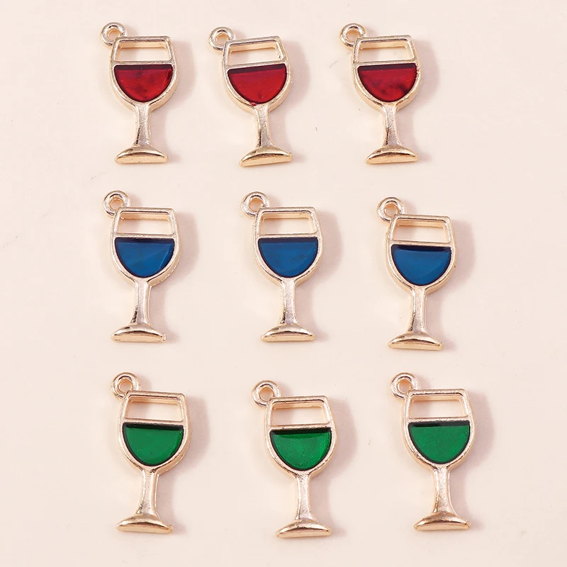 20pcs 10x18mm Cute Enamel Wine Glass Charms Pendants for Jewelry Making Necklaces Earrings Bracelets Accessories DIY Crafts Gift