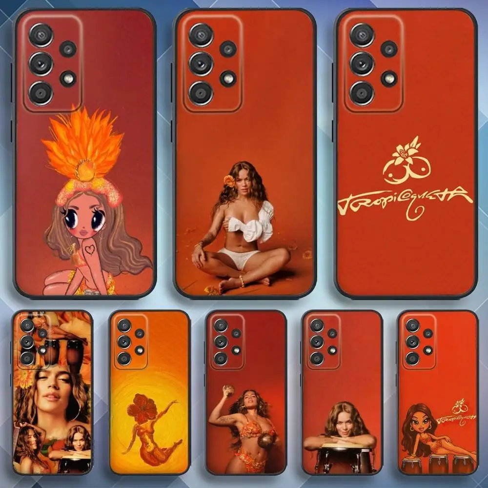 

K-Karol G T-Tropicoqueta Phone Case For Samsung S25,S24,S21,S22,S23,S30,Ultra,S20,Plus,Fe,Lite,Note,10,9,5G Black Cover