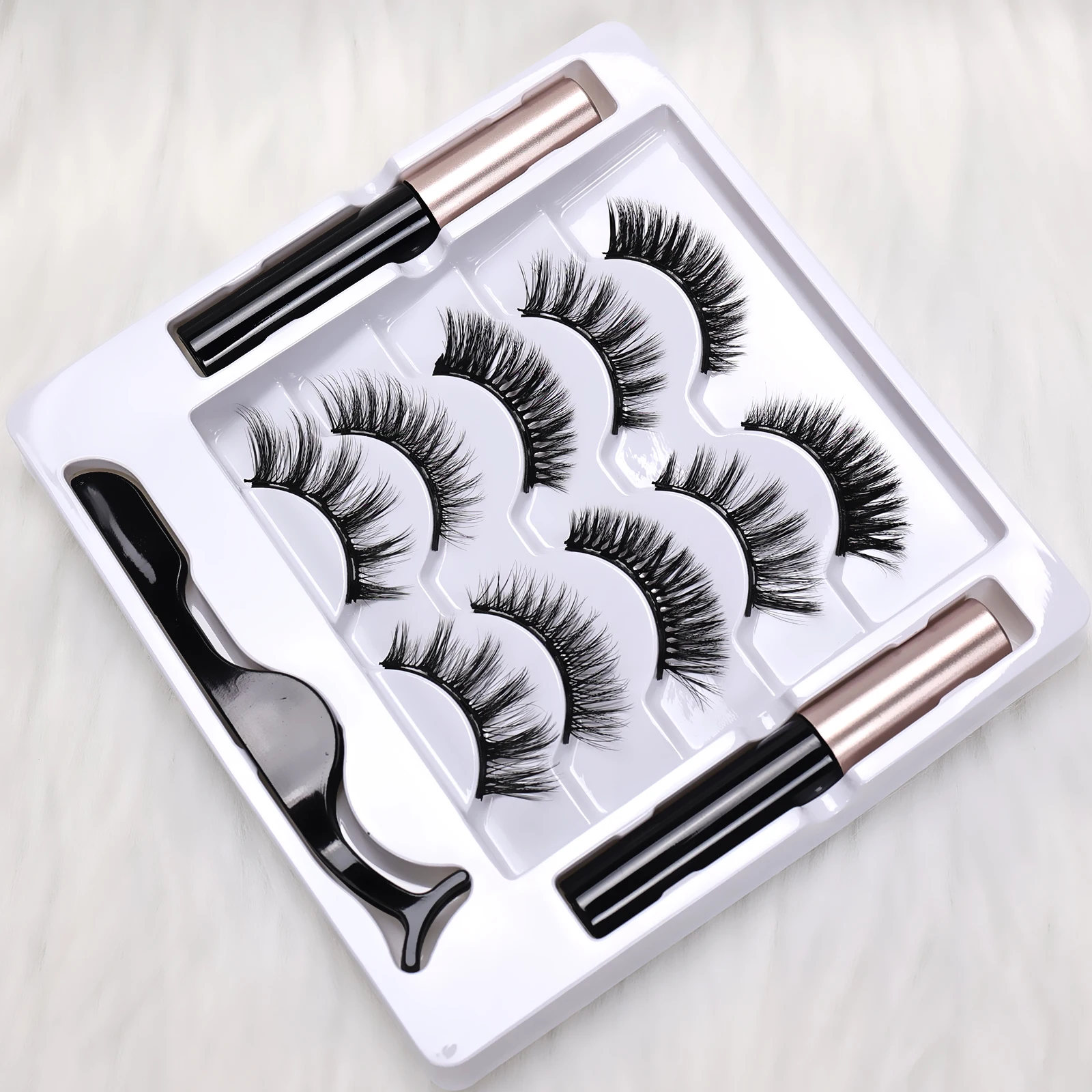 5 pares de cílios magnéticos conjunto de tira completa – sem necessidade de cola, cílios postiços para maquiagem diária/festa