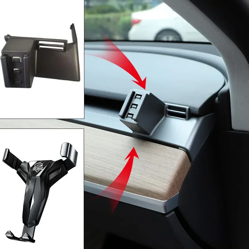 Car Phone Holder For Tesla 2020 Model 3 Fixed Bracket Stand Mobile Gravity Linkage