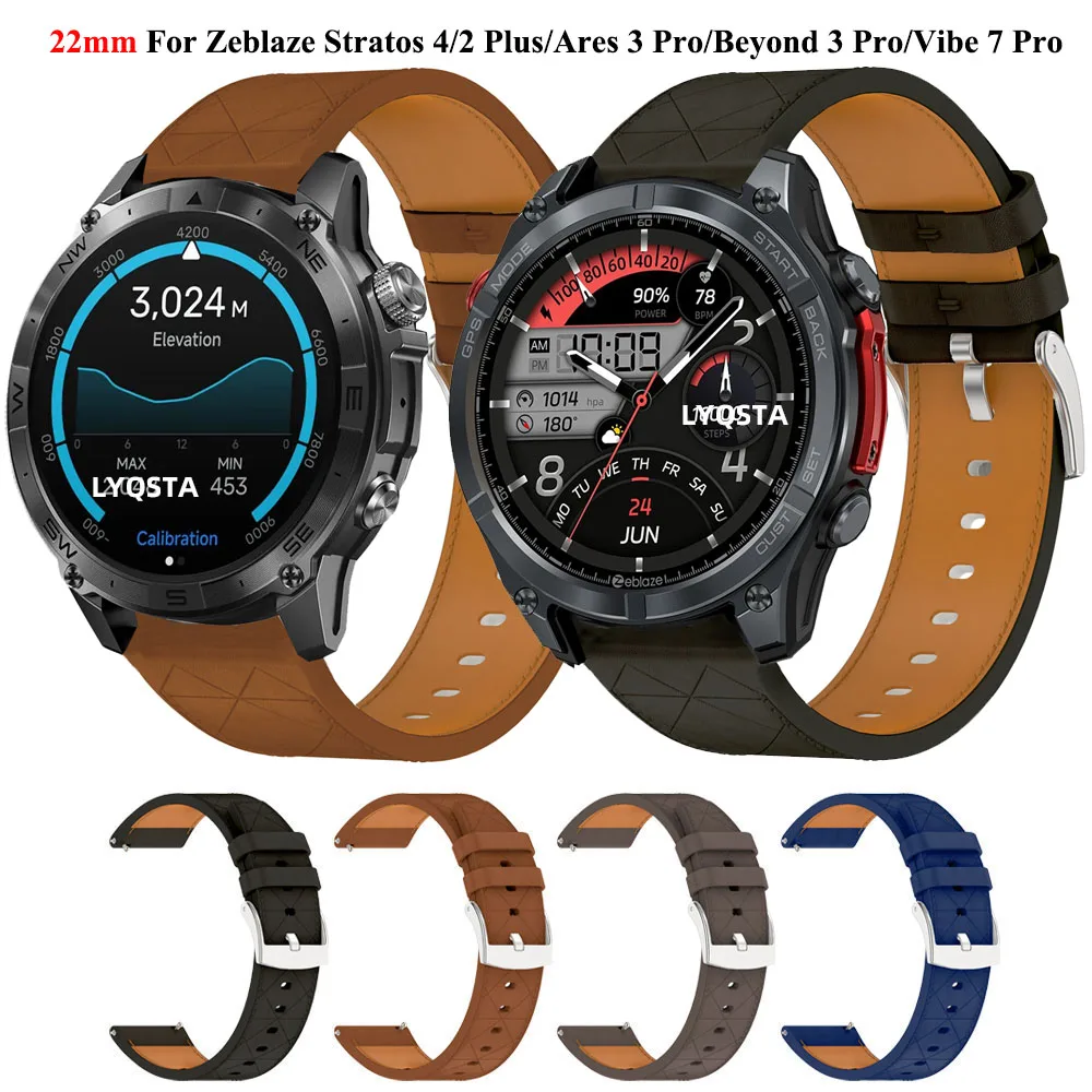 22 mm Armband für Zeblaze Stratos 4/3 Pro/2 Plus/Beyond 3 GTR 3 Pro/Thor Ultra Armband Armband Gürtel Kunstleder Armband
