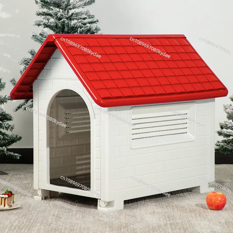 plastic-weatherproof-dog-kennel-indoor-outdoor-removable-rain-cover-medium-large-pet-waterproof-windproof-shelter