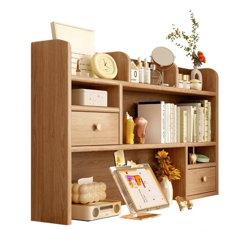 Multi-layer Pine Desktop Book Rack, Simple Storage Organizer for Bay Window