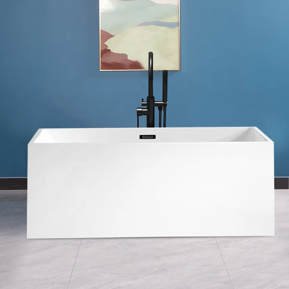 

STLFModern Freestanding Acrylic IceBath Spa Drainer3-Day Rectangular Alcove Cold Plunge Athlete Massage Bathroom for Bathtub Use