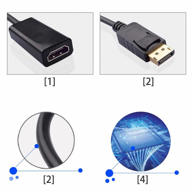 コンピューターインターフェース用のDp変換ケーブル,4k hdアダプター,プレイポート接続,モニター,テレビ,プロジェクター,hdmi互換