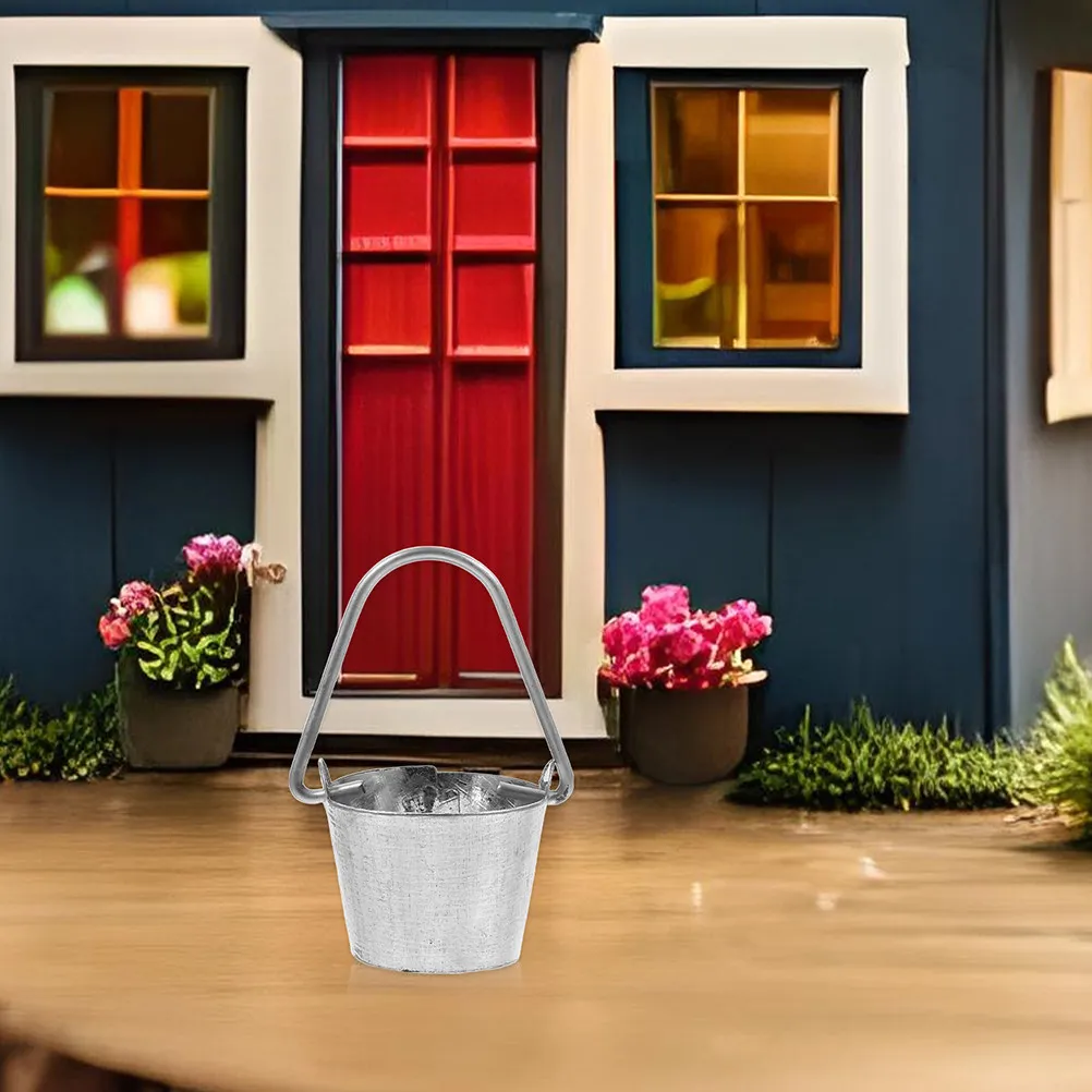 3Pcs Miniature Tin Bucket Set for Miniature Garden Scenes Realistic Small Metal Water Pail Decor Mini Barrel Flower Arrangement