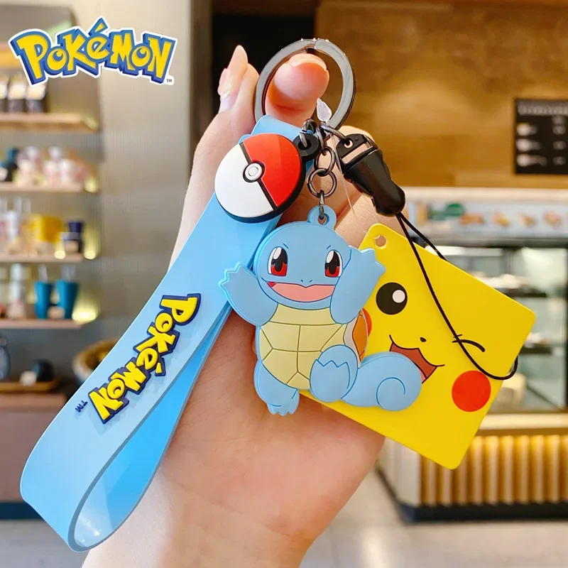 Genuine Pokemon Action Figure Pikachu Keychain Squirtle Bulbasaur Charmander Psyduck Keyring Backpack Pendant Model Toy Kid Gift view 3