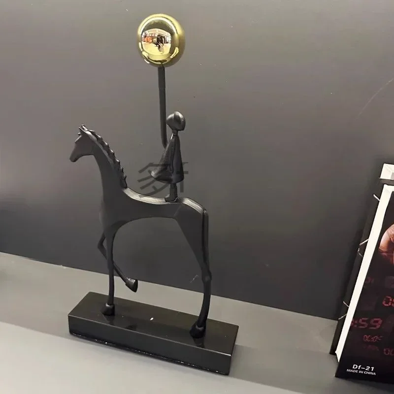 تمثال أطفال دريم لاند تجريدي حديث - منحوتة فتاة وحصان مصنوعة يدويًا، ديكور داخلي بطابع الطفولة، زخرفة فنية مصنوعة يدويًا