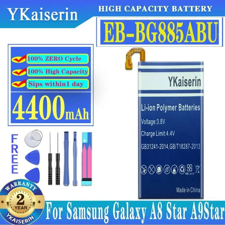 

EB-BG885ABU For Samsung Galaxy A8 Star A9star SM-G885F G8850 G885Y 4400Mah Mobile Phone Battery Good Low-Temperature Performance