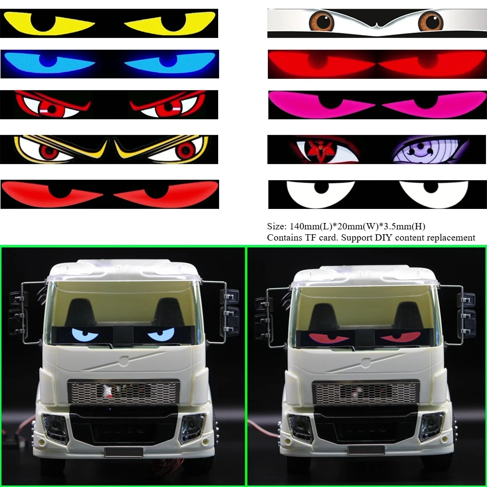 

DIY Devil Angel Eyes Car Head Display for 1/14 Tamiya RC Truck Trailer Tipper Scania 770S Benz Actros Volvo MAN
