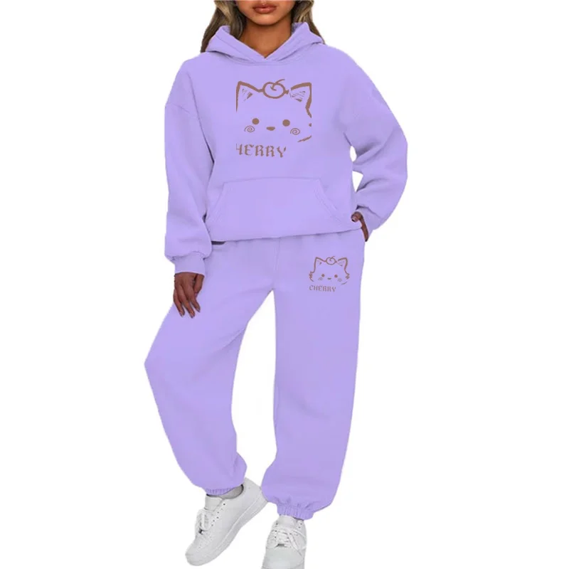 2025 New Spring and Autumn Set Women's High end Printed Fashion Hoodie Long sleeved Hoodie Foot binding Pants Two piece Set