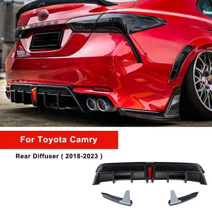 Yofer upgrade glossy black car accessories body kit rear bumpers lip aprons diffuser bumpers For Toyota camry