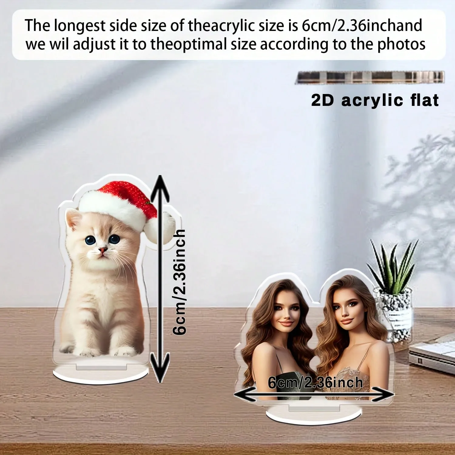 Custom Acrylic Plaque Standee，Cutout Figure Stand，Custom Your Pet Human Picture，Desktop Ornament Family Souvenir Gift