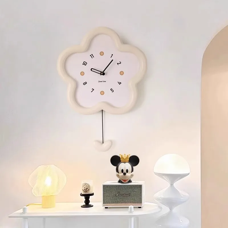 Silent Wall Clock Creative Flower Design Clock Hanger Ornaments Watch Living Room Simple Clock Decoration Home Decoration Clocks