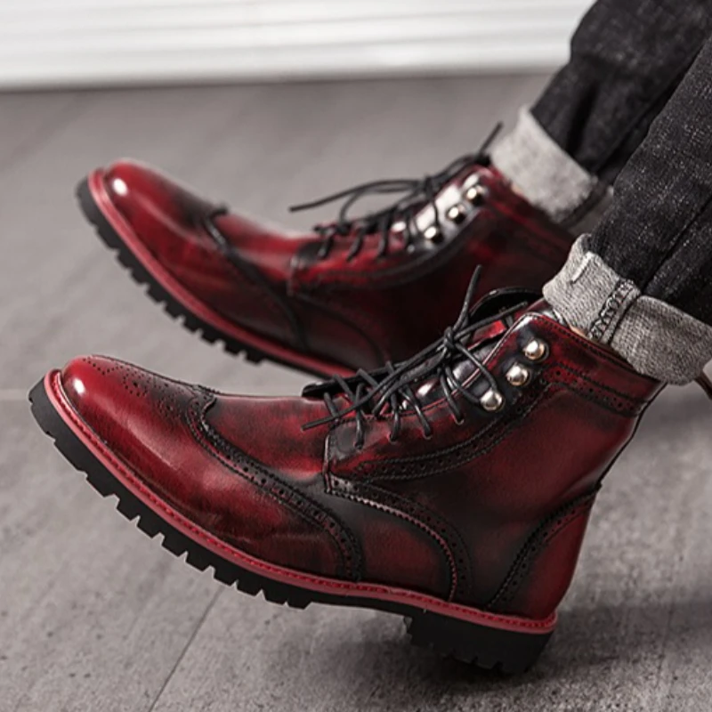 

Мужские кожаные ботинки: модные, нишевые, больших размеров, стильные, высококачественные, для официальных мероприятий, в уличном стиле, трендовые, новая модель, на шнуровке