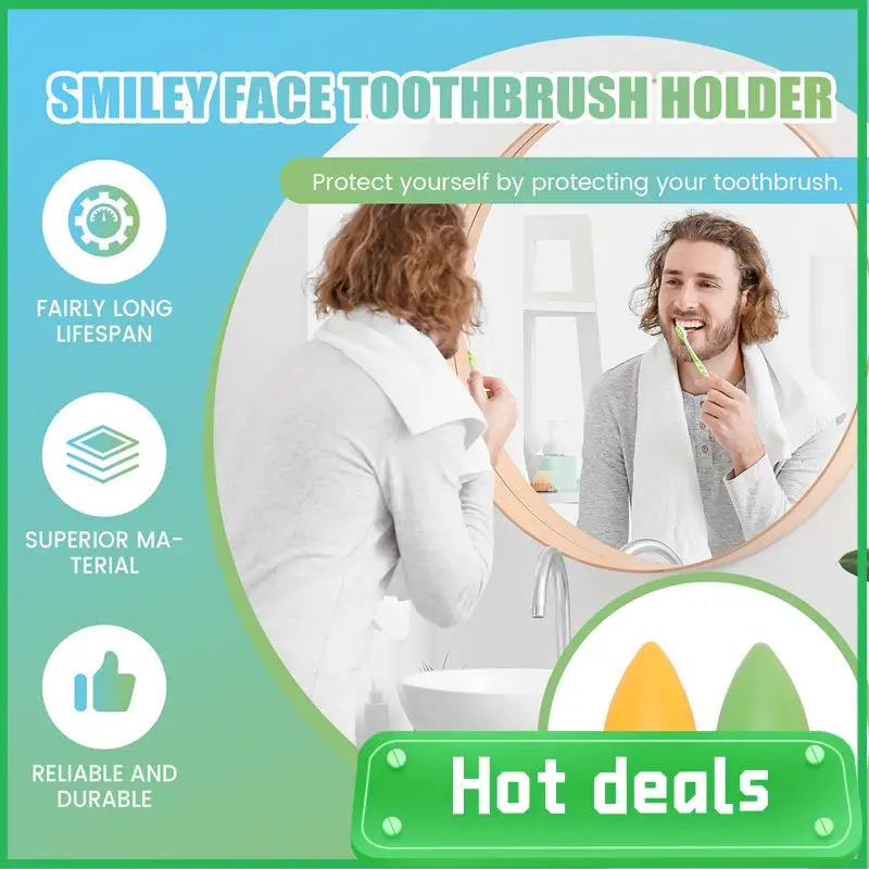 

AC62-4 PCS Smile Face Antibacterial Toothbrush Cover Holder With Suction Cup Bath