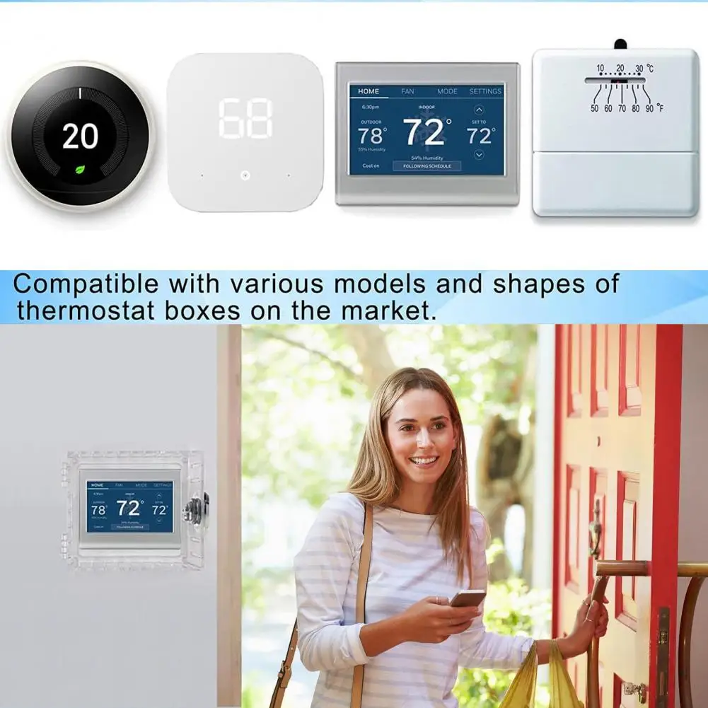 Thermostat Security Box Thermostat Lock Box with 2 Keys Wall Mount Thermostat Cover Universal Large Ac Guard for Home Office