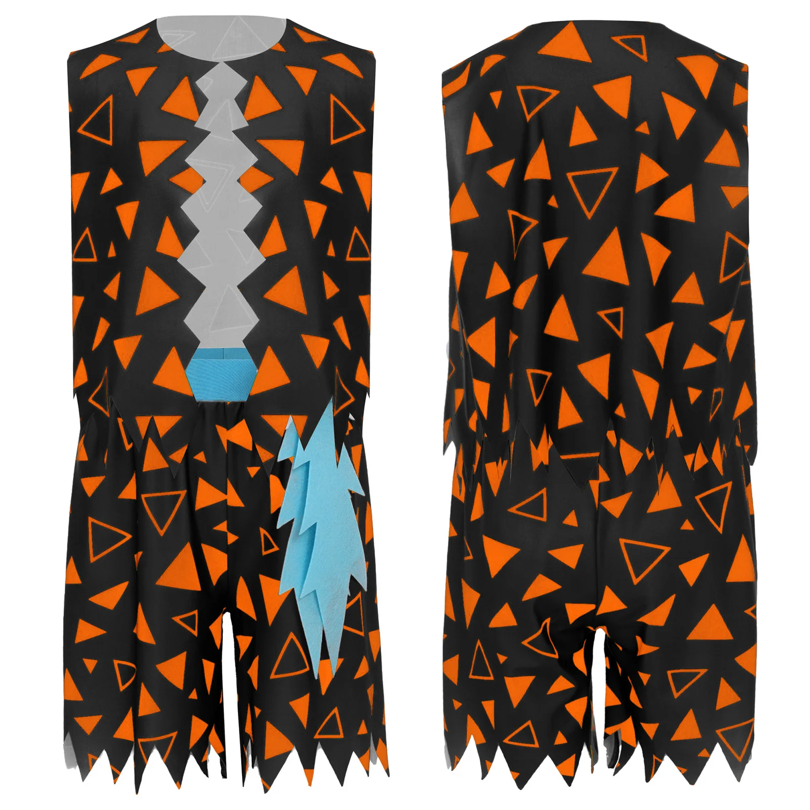 

Хэллоуин пещерный человек примитивное племя Stone Age Hominid косплей костюм треугольные узоры жилет с 3D костями шорты наряд