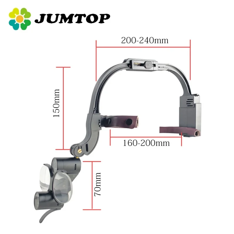 JUMTOP Binocular Dental Loupes 5W LED Headlight Lamp Surgical Magnifying Glasses for Dentists