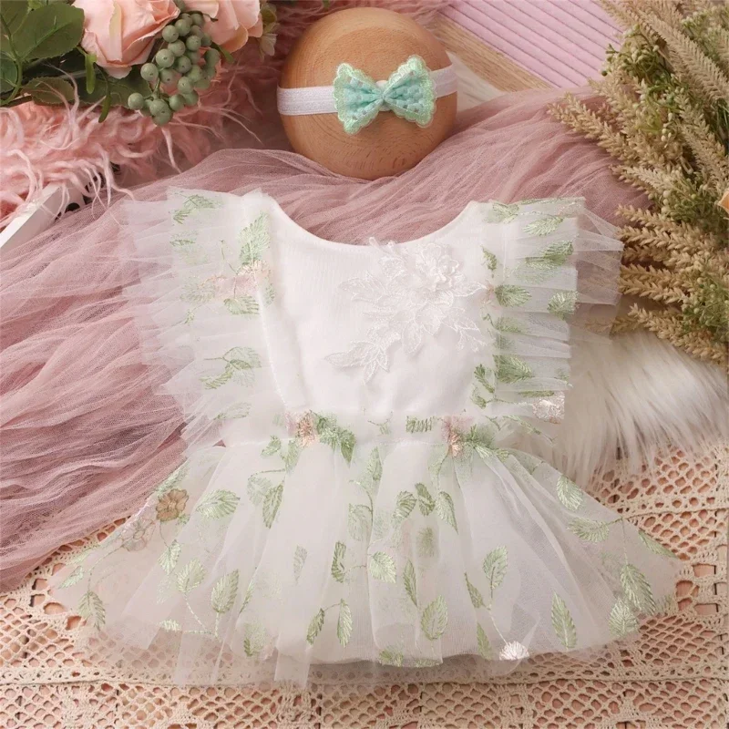 

Newborn Photography Outfit Baby Headwear Lace Clothes Set for Photo Girl Dress Skirt Jumpsuit Photobooth Props Accessorie