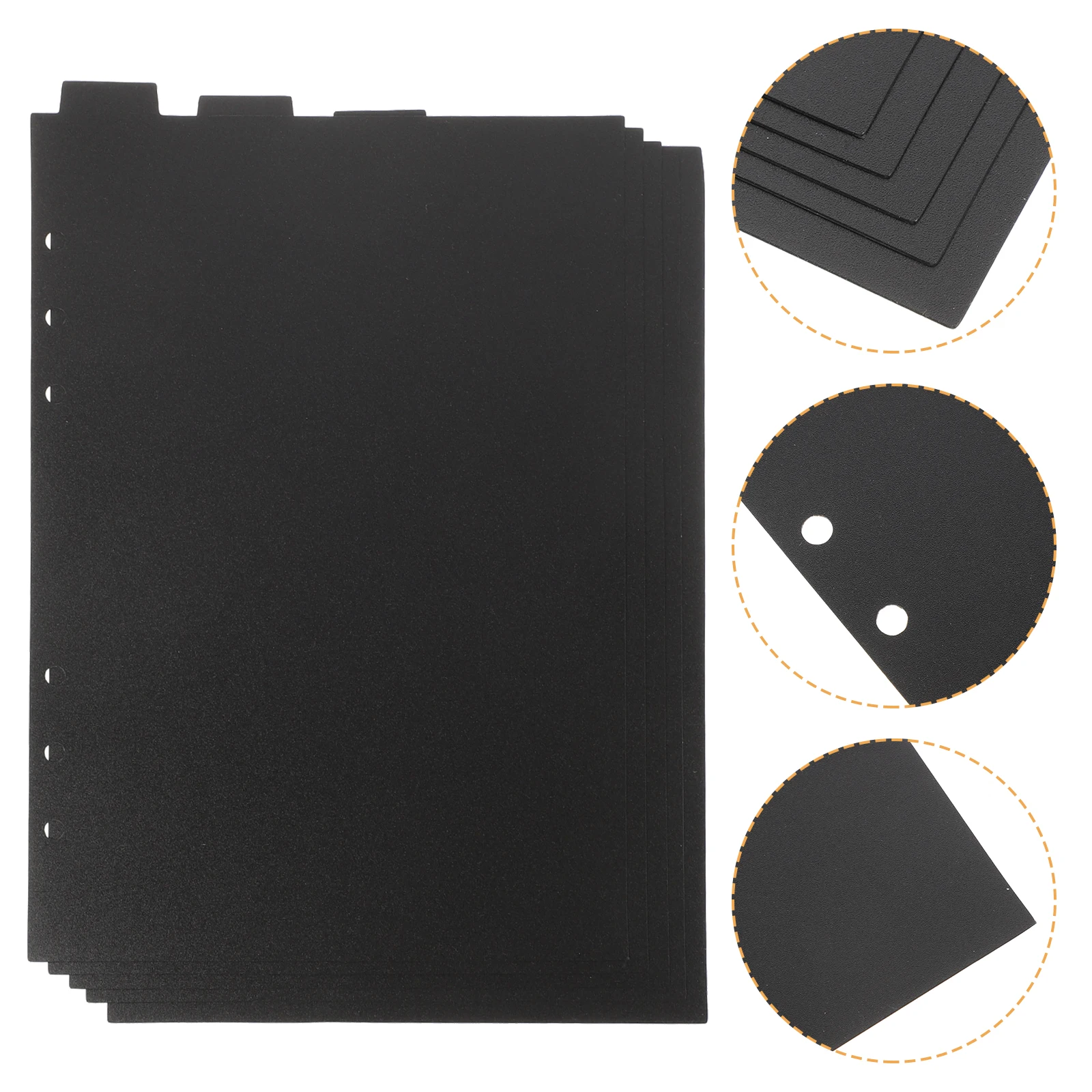 5Pcs A5 Black Plastic Dividers for 6 Ring Binder with Tabs Index Divider Organizer for Files Notebooks Planners