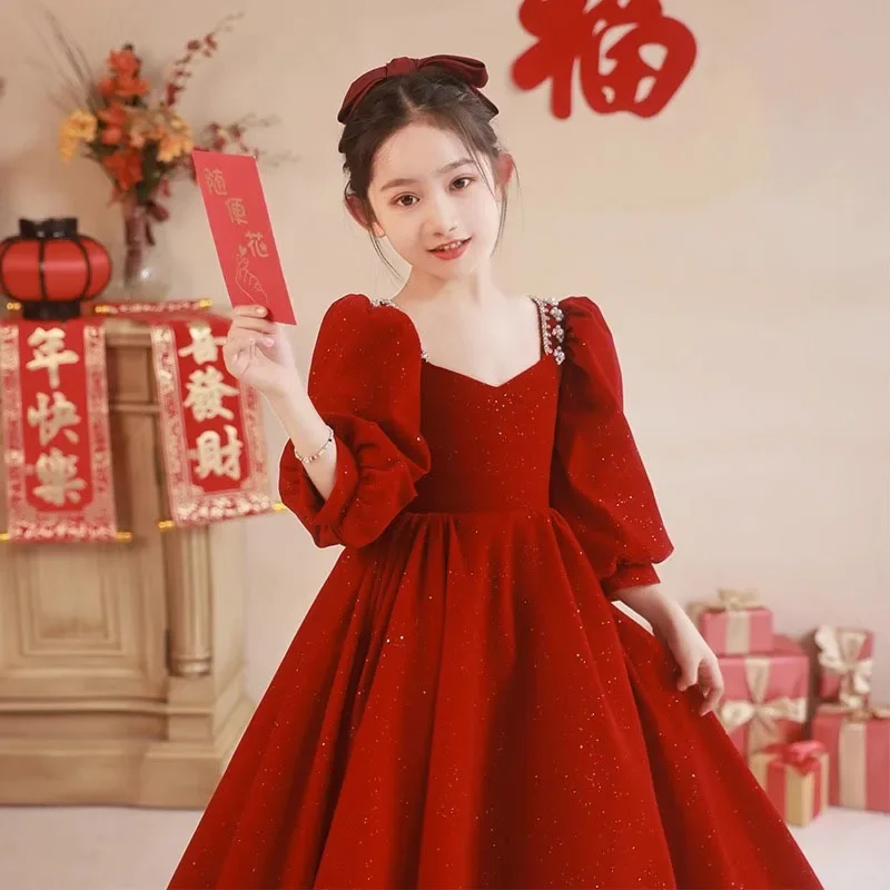 Luxury Girl Children's Dress for Kids Girl Luxurious Women's Evening Dresses for Girls From 8 to 12 Years Old Wedding Dress 2024