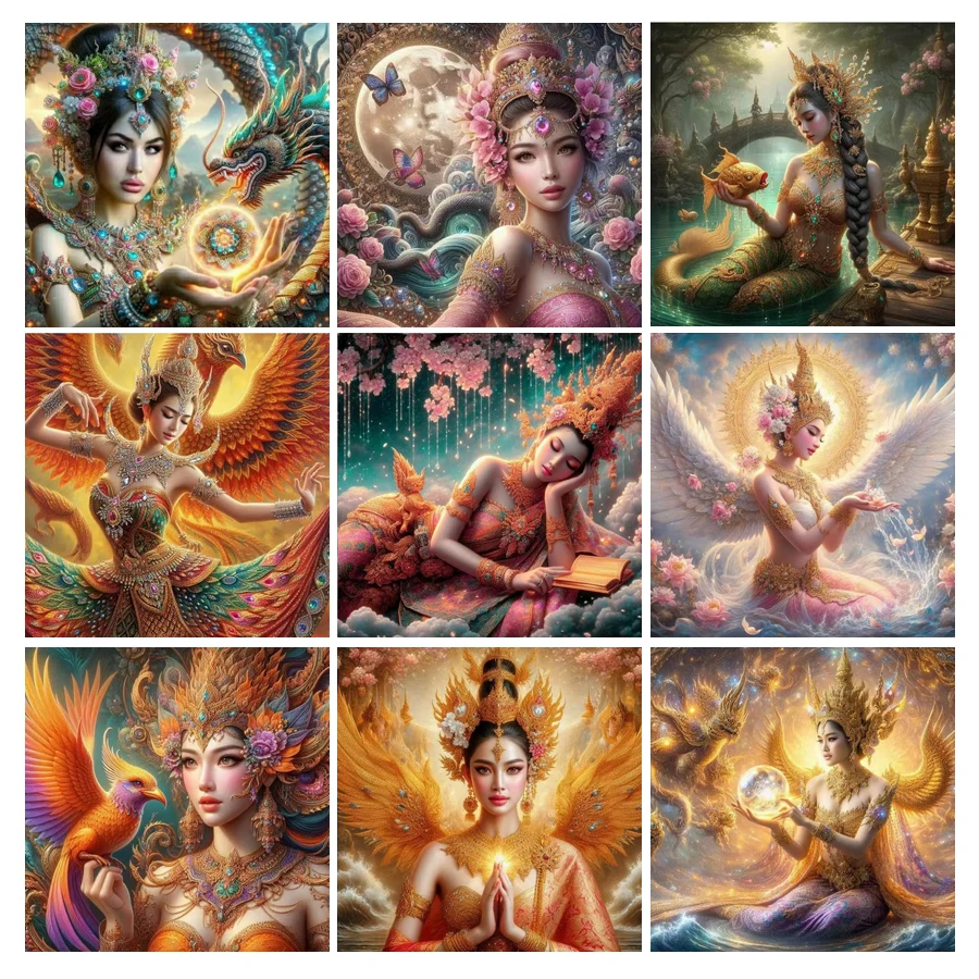 Diy Diamond Painting Fantasy Woman And Phoenix Full Mosaic Embroidery Animals Rhinestone Picture Jewelry Cross Stitch Kits