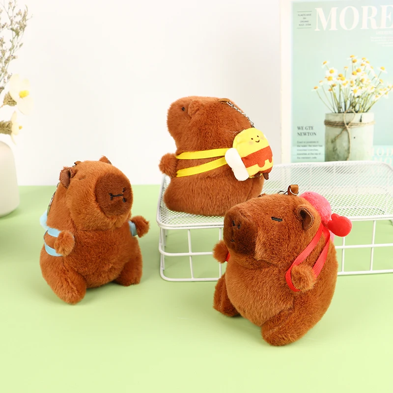 Adorabile cartone animato peluche bambola capibara peluche portachiavi carino morbido peluche giocattoli zaino ciondolo per i regali dei bambini