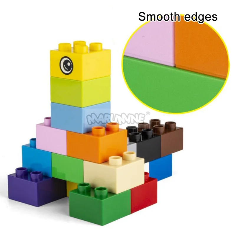 Marumine Moc 1x2 2x2ขนาดใหญ่5ชิ้นชิ้นส่วนอิฐบล็อกตัวต่อคลาสสิกของเล่นจำลองสิ่งก่อสร้าง DIY