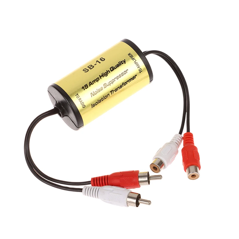 

2×RCA Male 2×RCA Female Auto Audio Noise Filter Suppressor Ground Loop Lsolator For Car And Home Stereo