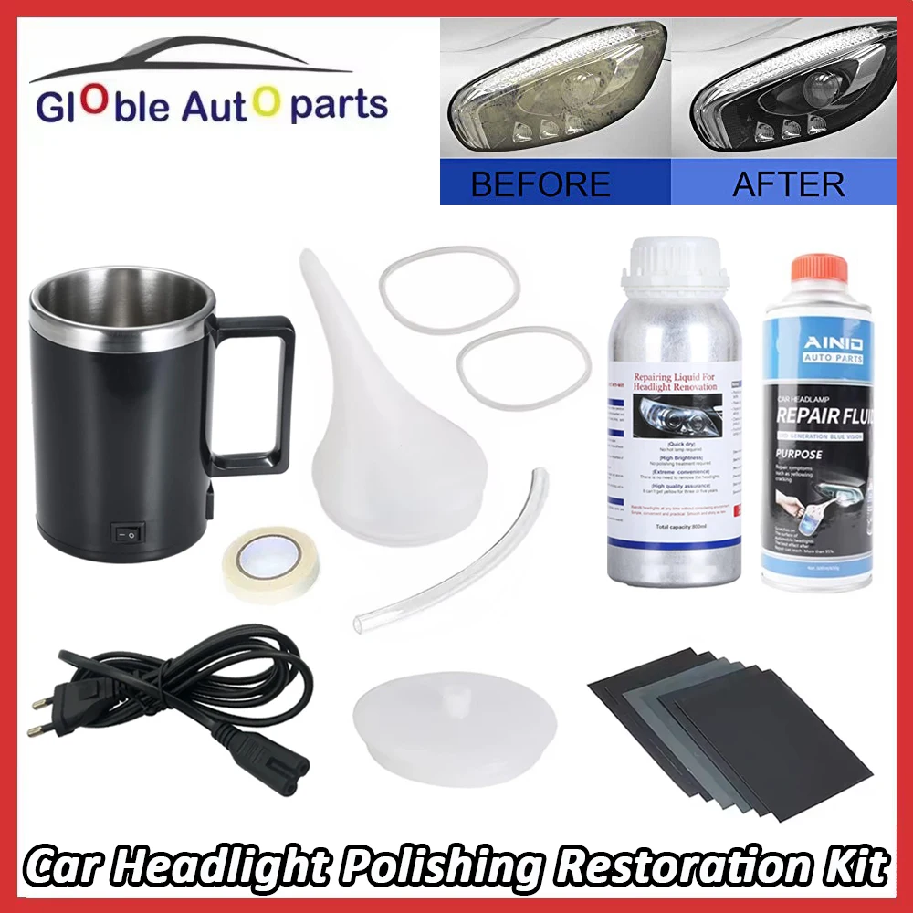 Car Headlight Chemical Polishing Kit Headlights Liquid Polymer Repair Fluid Scratch Remover Car Headlight Polish Restoration Kit