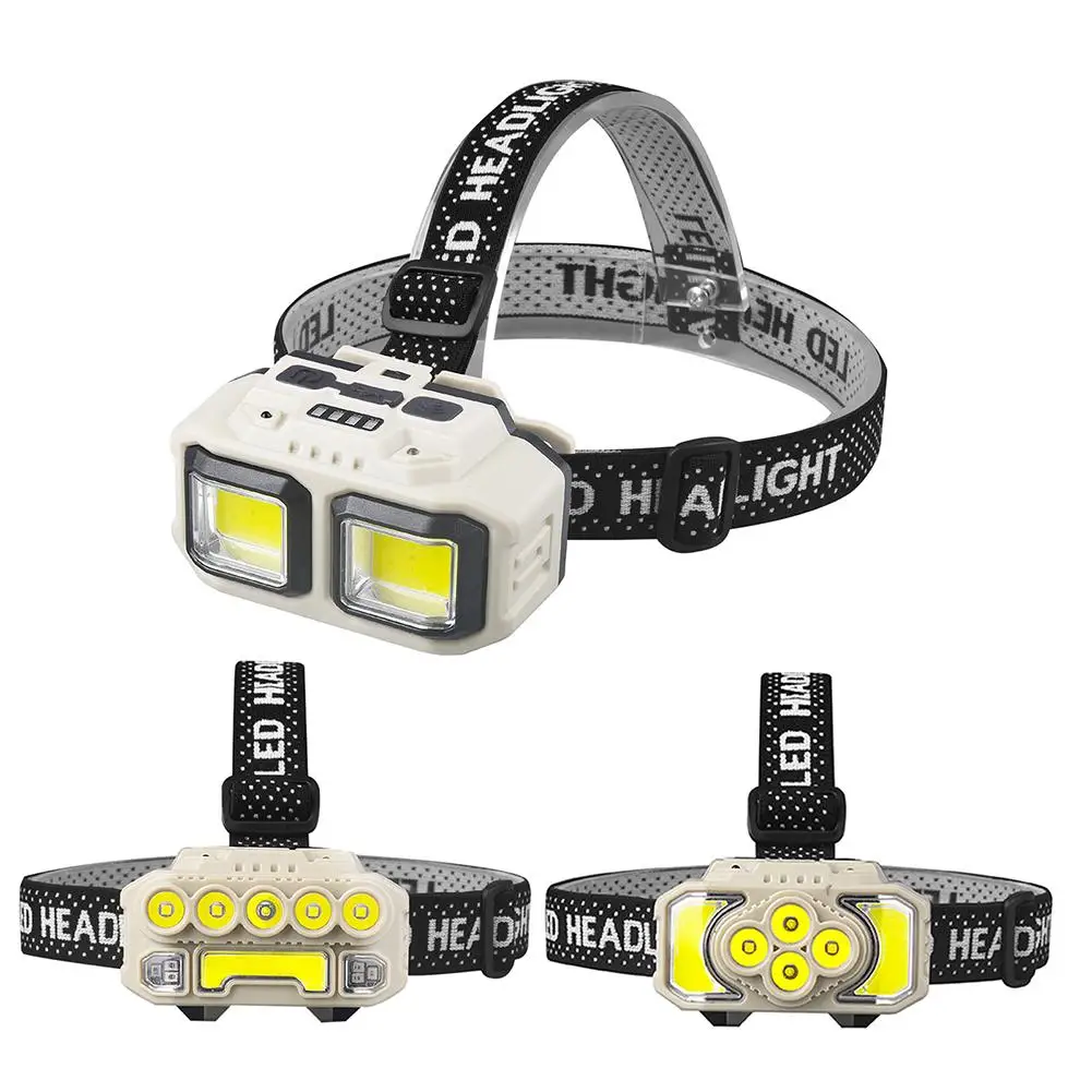 

XPE+COB Headlights USB Rechargeable IPX4 Waterproof Power Display Motion Sensor Head Lamp For Camping Mountaineering Running