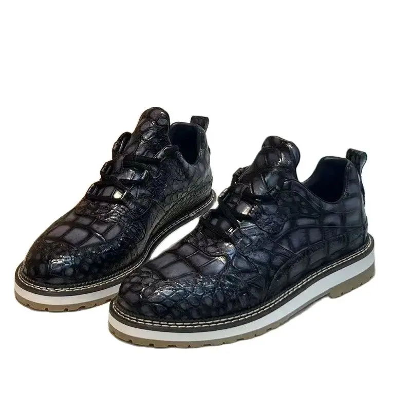 

BATMO 2023 new arrival Fashion Crocodile Belly Skin causal shoes men,male Genuine leather Sneaker pdd423