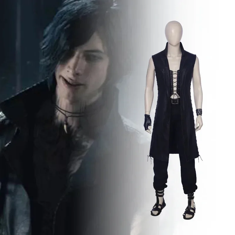 

Игра DMC V Косплей Витейл Костюмы для косплея Хэллоуин Черное кожаное пальто Брюки Полный комплект и отдельные предметы продаются на заказ