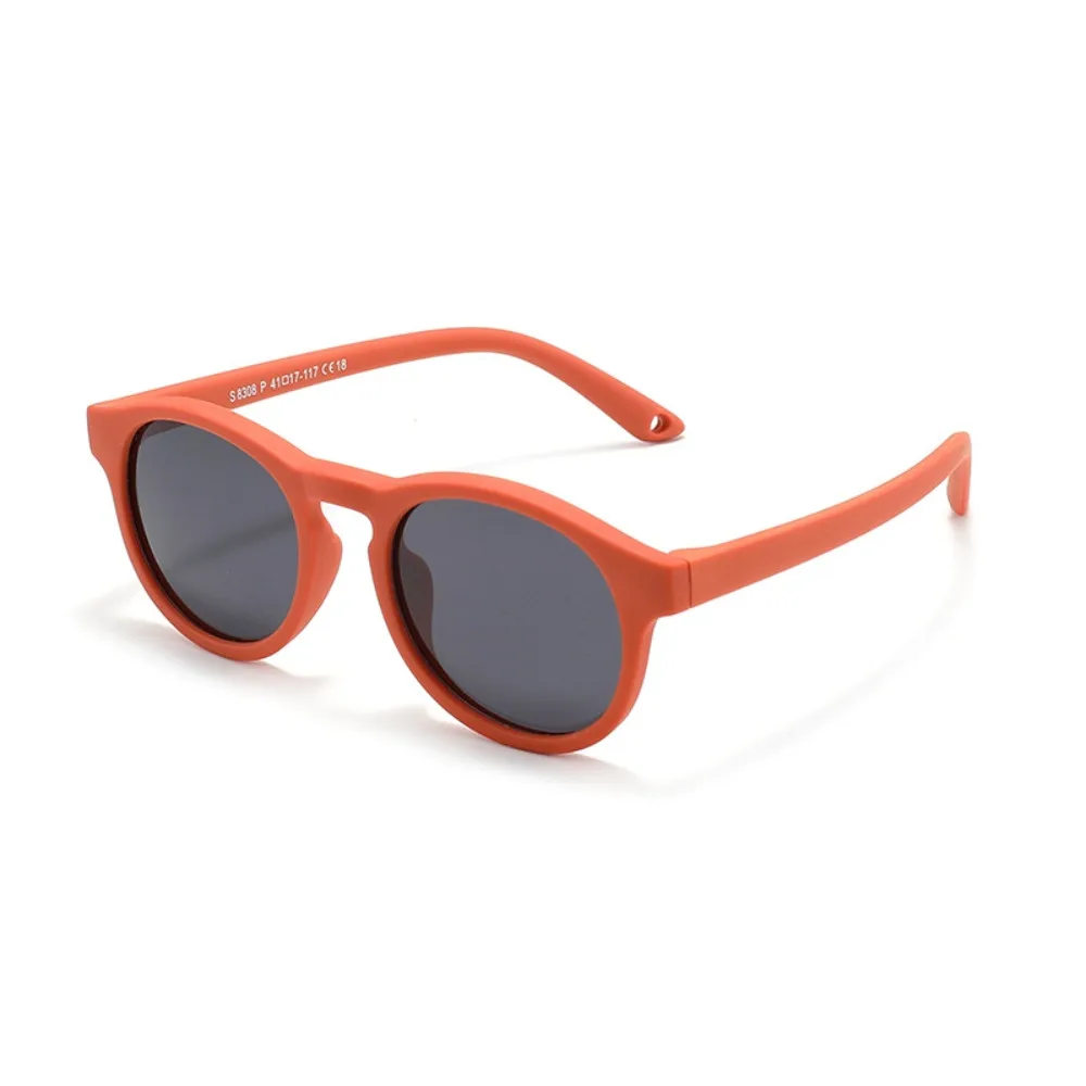Round Frame Kid's Sunglasses Flexible Silicone Safety Goggles Sunglasses Unbreakable with Adjustable Strap Children Eyewear
