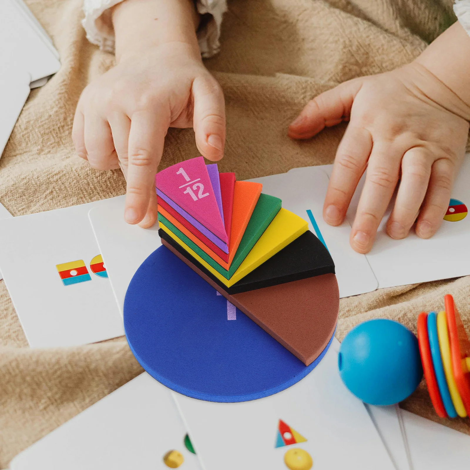 

2 Sets Fraction Number Cognition Trays Kids Educational Learning Manipulatives Study Accessories Magnetic Round