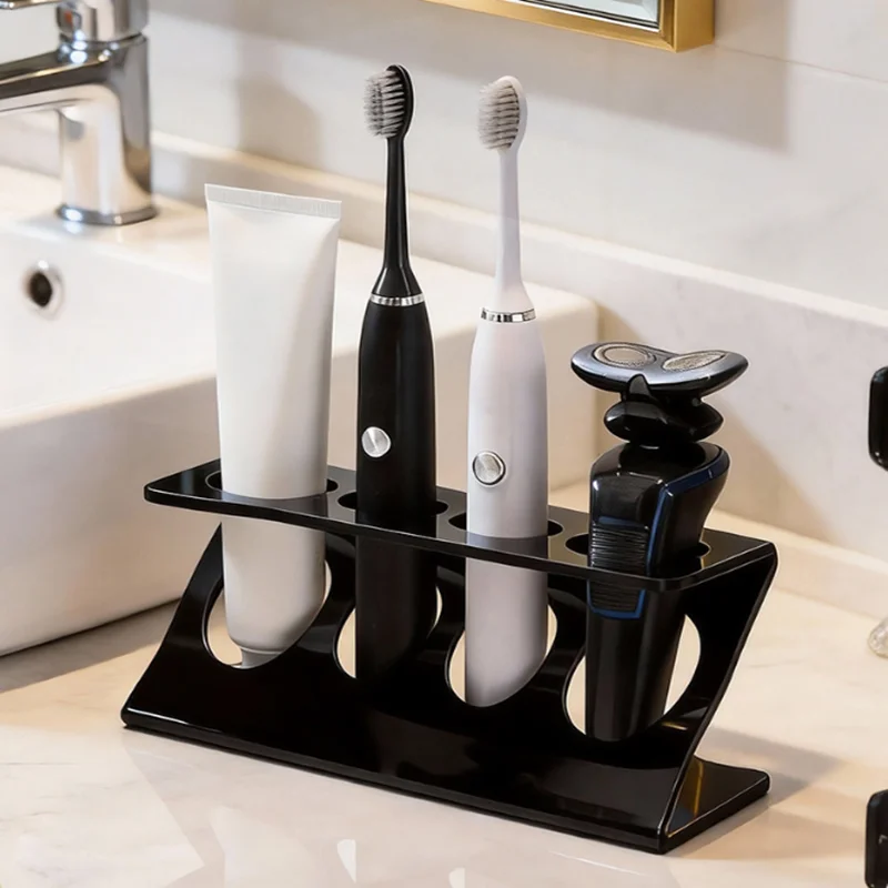 Integrated Desktop Toothbrush Holder Toiletry Set Storage Rack with Razor And Toothpaste Organizer for Bathroom Countertop