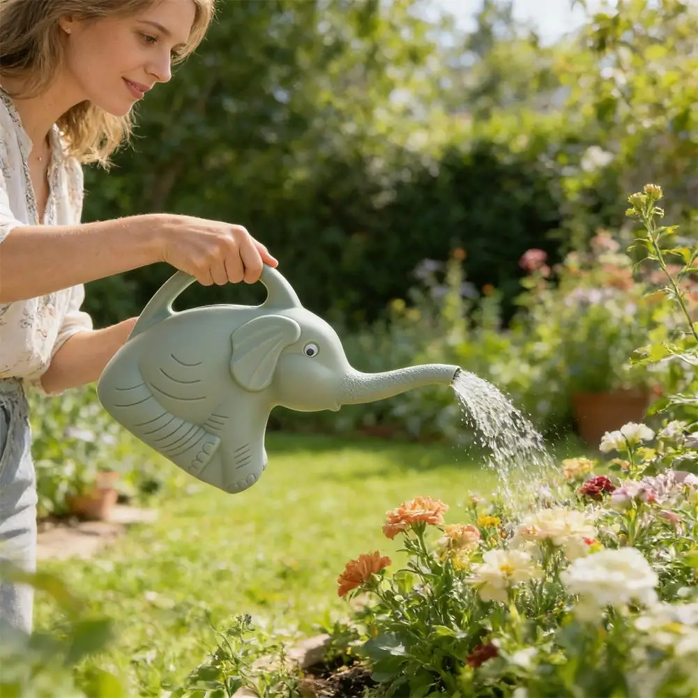 Cute Plastic Elephant Shape Watering Pot Can Plant Outdoor Irrigation Gardening Tools Equipment Garden Supplies Home Accessories