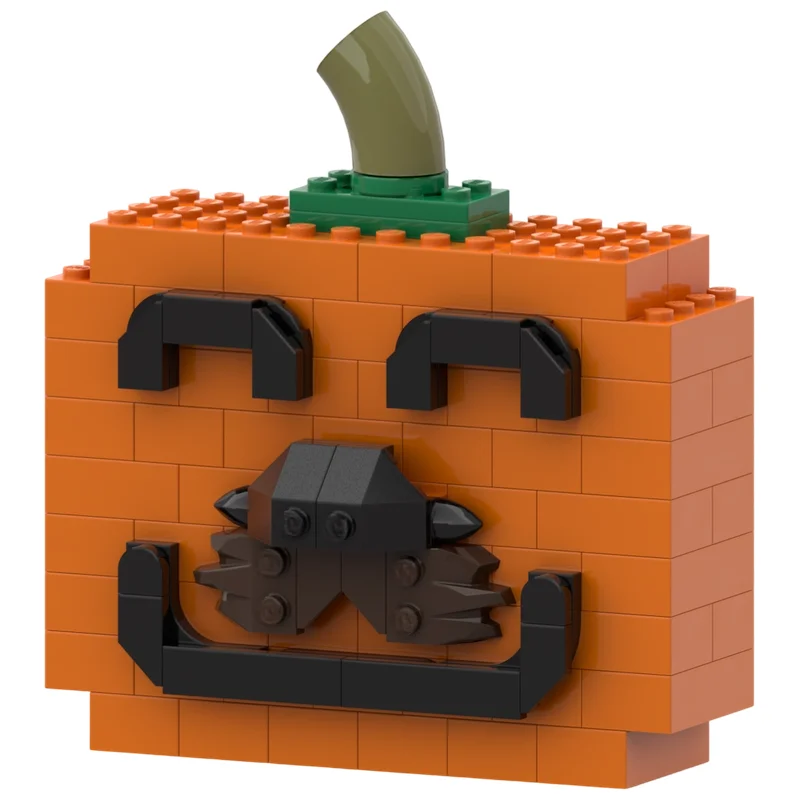 MOC Building Blocks Cartoon Veggie Figure Pumpkin Head Topper Removable Face Parts DIY Brick Kit Desktop Collectible Display