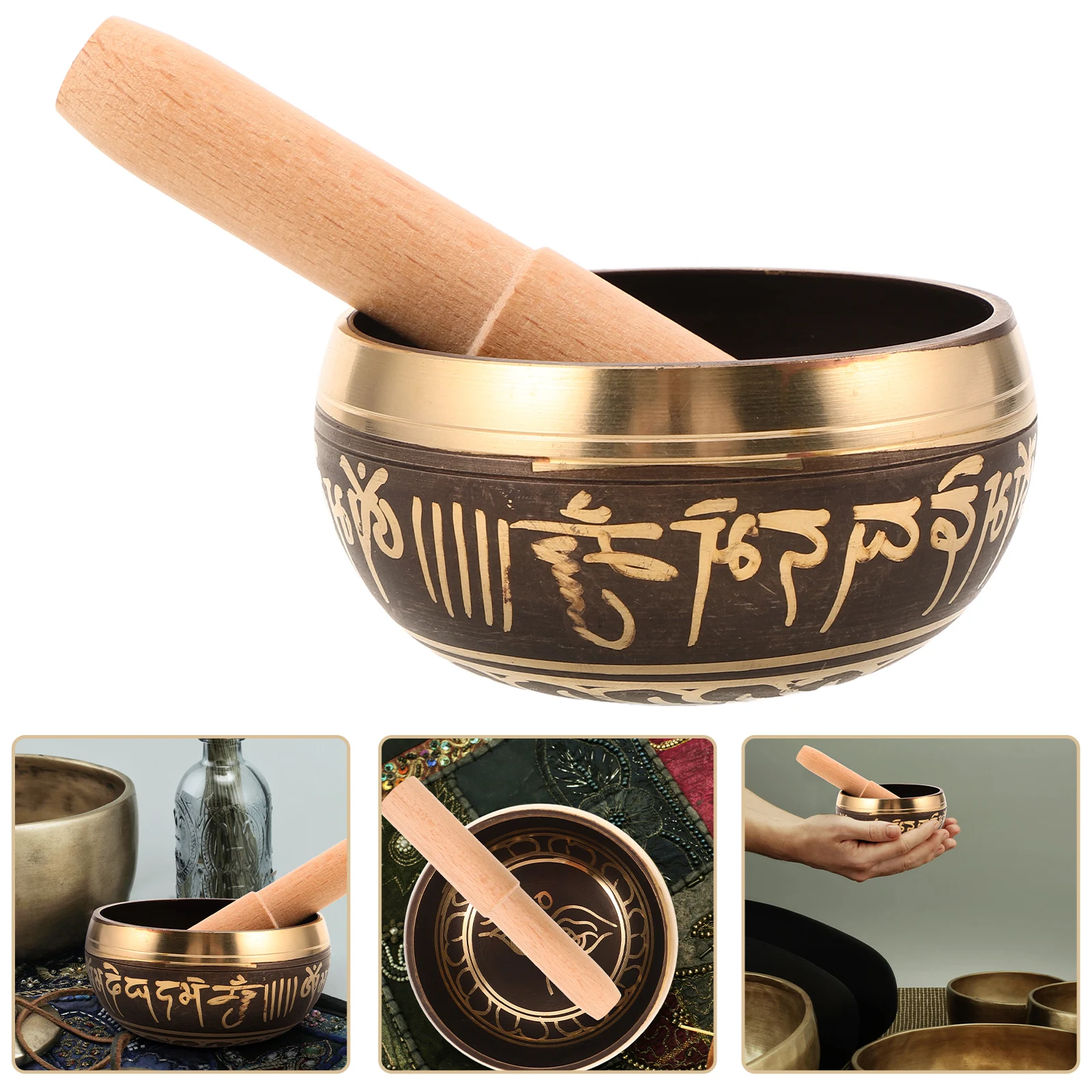 

1 Set Exquisite Nepal Buddha Singing Copper Sound Decorative Metal Chanting Bowl For Yoga Meditation Relaxation Tibetan Buddhism