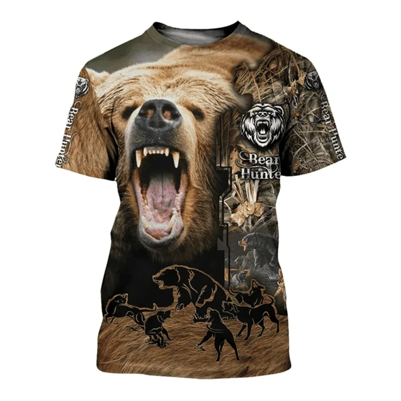 Animal Bear 3D Print Graphic Men T-Shirt Harajuku Fashion Short Sleeve Tshirts Summer Streetwear Unisex Tops 4XL Drop Shipping