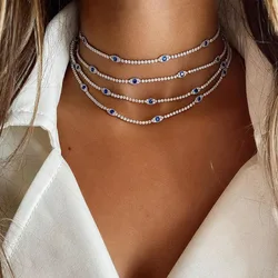 Evil Eye Necklace Chain Blue Eyes Amulet Pendant Necklace for women and girls jo Turco Protection Choker Necklaces