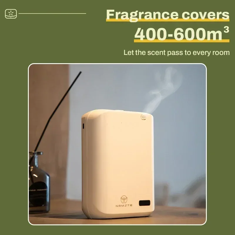 NAMASTE 500 m3 Heimparfüm-Lufterfrischer, neu in elektrischer aromatischer Oase-Diffusor für ätherische Öle, Bluetooth-Steuerkapazität 150 ml