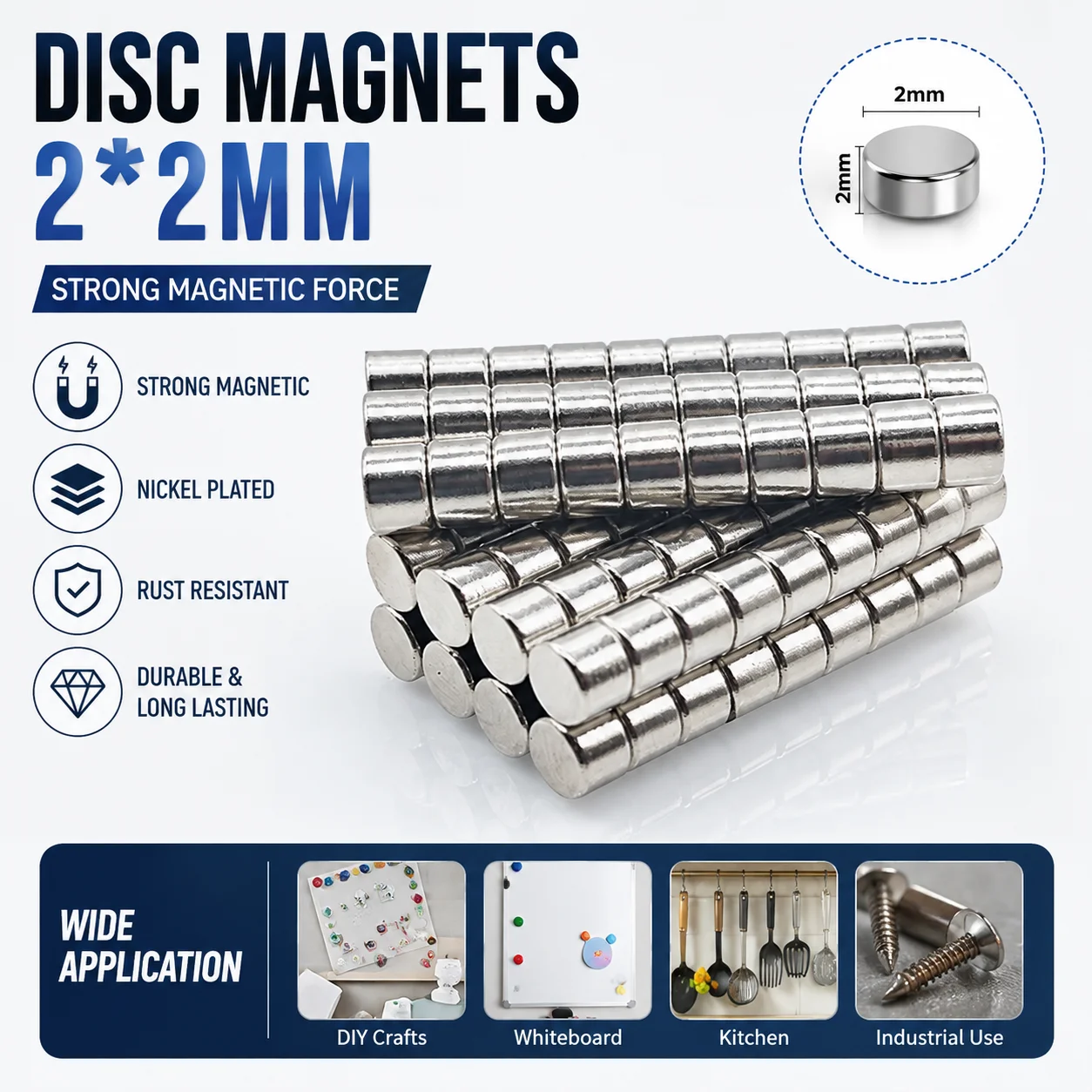 Electronics Repair Hobby - 100 imanes pequeños de 2x2 mm,