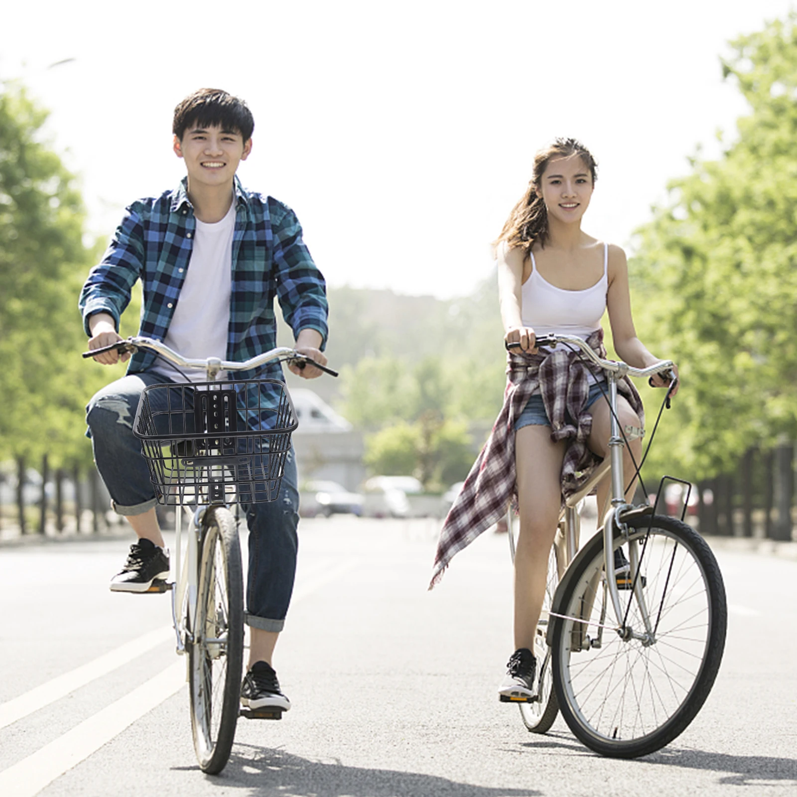 

Bike Wire Basket Foldable Iron Material Easy Installation Large Capacity for Front Handlebar Basket Bike Accessories